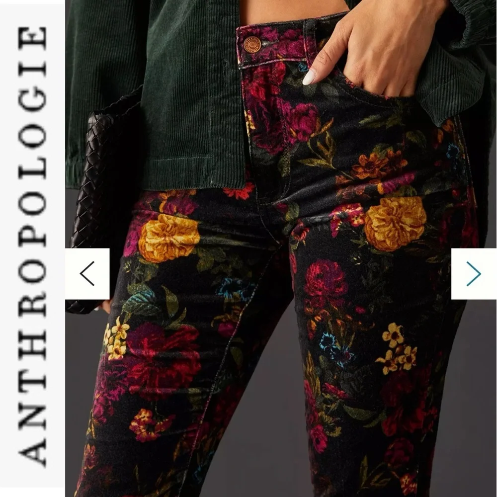 NWT Anthropologie Pilcro Velvet Floral Stretch Jeans 25 - Picture 3 of 16